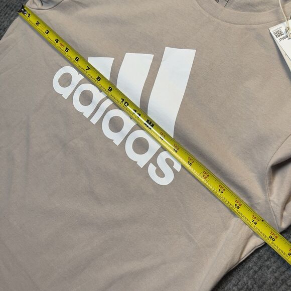 Adidas Men Small Essential Long Sleeve Cotton T-Shirt Wonder Beige Crew NEW - Picture 5 of 7